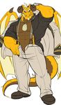  clothed clothing dragon drks jewelry male muscular muscular_male necklace open_pants open_shirt ophion suspenders tokyo_afterschool_summoners wings 