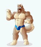  2017 abs anthro biceps big_muscles bulge canine chest_tuft clothing dessert digital_media_(artwork) dog food fur greydaboy hi_res ice_cream male mammal muscular pecs tuft underwear 