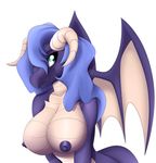  anthro big_breasts blue_eyes booponies breasts dragon female horn nipples scales smile wings 