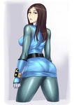  1girl ass black_beat breasts brown_eyes brown_hair hurricane_blue large_breasts looking_back ninpuu_sentai_hurricanger nono_nanami pixiv_manga_sample solo super_sentai 