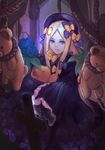  abigail_williams_(fate/grand_order) absurdres bad_id bad_pixiv_id bangs black_dress black_hat blonde_hair blue_eyes blue_flower blue_rose bow bug butterfly closed_mouth commentary_request cross dress ei_(winnie5111) fate/grand_order fate_(series) flower hair_bow hanged hat highres insect leaf long_hair long_sleeves looking_at_viewer noose object_hug orange_bow parted_bangs polka_dot polka_dot_bow purple_bow rope rose sleeves_past_wrists solo stuffed_animal stuffed_toy teddy_bear very_long_hair 