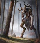 2017 andwhatart anthro antlers day detailed_background digital_media_(artwork) ent forest grass horn male monster outside solo tree 