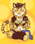  2017 anthro chinoatuku feline fur leopard likulau male mammal signature sitting solo tagme 