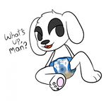  animal_crossing anthro canine diaper dog erection feces fur k.k_slider looking_at_viewer mammal messy_diaper nintendo nude pull_up scat sir-dancalot sitting video_games 