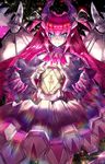  blue_eyes david_lee dragon_girl dragon_horns dragon_tail elizabeth_bathory_(fate)_(all) expressionless fate/grand_order fate_(series) highres horns long_hair looking_at_viewer mecha mecha_eli-chan multiple_girls pink_hair pointy_ears robot tail 