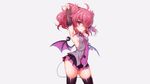  breasts demon hizuki_akira original pink_hair seifuku skintight skirt stockings succubus tail thighhighs tie white wings zettai_ryouiki 