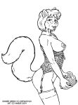  2019 anthro barely_visible_genitalia barely_visible_pussy big_breasts breasts buckteeth butt candy cheek_tuft chest_tuft clothing female food freckles furafterdark garter_straps ginger_green hair holding_object holidays legwear lingerie looking_at_viewer mammal monochrome mostly_nude nipples open_mouth open_smile pussy rodent sciurid short_hair side_view simple_background smile solo stockings style_wager teeth thigh_highs tuft valentine&#039;s_day 