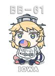  alternate_costume alternate_hairstyle american_flag american_flag_legwear baby bib blonde_hair blue_eyes character_name commentary_request headgear iowa_(kantai_collection) kantai_collection looking_at_viewer missile pacifier seiran_(mousouchiku) short_hair simple_background sitting solo star star-shaped_pupils symbol-shaped_pupils tomahawk_missile white_background younger 