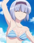  1girl armpit bikini breasts hairband isekai_wa_smartphone_to_tomo_ni. linse_shileska screencap short_hair smile stitched 