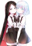  androgynous black_eyes black_gloves black_hair black_legwear black_neckwear black_shorts blush bort collared_shirt diamond_(houseki_no_kuni) elbow_gloves gem_uniform_(houseki_no_kuni) gloves highres holding_hands houseki_no_kuni long_hair looking_at_viewer multicolored multicolored_eyes multicolored_hair multiple_others necktie re-ka shirt short_hair short_sleeves shorts simple_background smile thighhighs uniform white_background white_gloves white_legwear white_shirt 