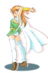  :i breasts brown_eyes cape commentary_request dragon_quest dragon_quest_dai_no_daibouken long_hair looking_at_viewer medium_breasts onnaski orange_hair panties pantyshot pauldrons princess_leona sideboob solo thighhighs underwear 
