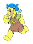  anthro baby canine clothing cub cuddlehooves diaper dog happy mammal open_mouth overalls running young 