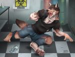 2017 anthro blue_eyes canine digital_media_(artwork) human male mammal rakan scar scrappyvamp transformation were werewolf wolf 