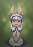  clothed clothing digital_media_(artwork) female hair kemono looking_at_viewer made_in_abyss maid_uniform nanachi sadleen simple_background smile uniform white_hair young 
