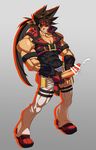  1boy bara blush drooling ejaculation erection full_body gairen guilty_gear male_focus masturbation muscle orgasm penis sol_badguy solo sweat tagme 