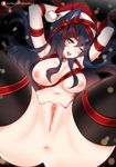  2017 ahri_(lol) animal_humanoid anus areola arms_above_head bdsm big_breasts black_hair bondage bound breasts canine christmas clitoris clothed clothing facial_markings female fox fox_humanoid hair hat hi_res holidays humanoid league_of_legends legwear looking_at_viewer mammal markings nipples one_eye_closed partially_clothed penis presenting pussy ribbons riot_games santa_hat slit_pupils smile solo spread_legs spreading thick_thighs thigh_highs tofuubear video_games wink yellow_eyes 