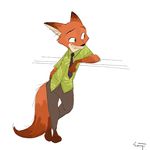  2017 absurd_res anthro canine clothed clothing disney fox green_eyes hi_res mammal nick_wilde sanjiseo simple_background solo standing white_background zootopia 