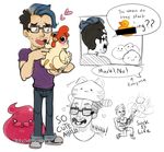  ambiguous_gender avian bird chicken eyewear glasses henhen human kinla male mammal markiplier pink_slime roosto rubber_duck slime_rancher tabby_slime why youtube 