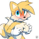  2019 anthro big_breasts blue_eyes blush breasts canine clothing crossgender digital_media_(artwork) female fox fur gloves hair mammal miles_prower multi_tail simple_background solo sonic_(series) video_games white_background xylas 