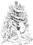  2017 anthro auradeva balls bubble_butt butt canine christmas christmas_tree clothed clothing demon digital_media_(artwork) duo erection fox frottage fur gift hair hat holidays humanoid humanoid_penis incubus lomas_(character) long_hair male male/male mammal merchant mistletoe monochrome nude ornaments penis plant procyonid raccoon santa_hat scarf sex simple_background smile top_hat tree zapher 