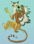  anthro avian beak bird feathered_wings feathers fur fynath gryphon male shesterrni solo spots spotted_fur wings 