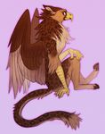  anthro avian beak bird feathered_wings feathers fur gryphon male shesterrni solo spots spotted_fur wings 