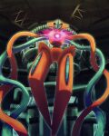  absurdres animal_focus aura black_sclera colored_sclera colored_skin commentary_request deoxys deoxys_(normal) from_below highres indoors no_humans pokemon pokemon_(creature) red_skin solo tentacles white_eyes yu_(pocketsun636) 