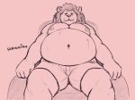 anthro armchair belly big_belly bottomwear chair clothing cuddly felid furniture lion male mammal moobs muscular muscular_anthro muscular_male navel nipples overweight overweight_anthro overweight_male pantherine pecs recliner reclining relaxed_expression relaxing seat sertralion shorts sitting sketch soft_belly solo zolo_(sertralion)