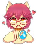  &lt;3 &lt;3_eyes 2017 alpha_channel bedroom_eyes blush collar cute equine eyewear fan_character female friendship_is_magic glasses hair half-closed_eyes horse leash looking_at_viewer mammal marenlicious my_little_pony nom petplay pony red_hair roleplay seductive short_hair simple_background solo transparent_background yellow_eyes 