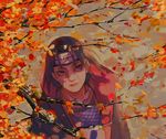  akatsuki_(naruto) akatsuki_uniform autumn autumn_leaves black_hair forehead_protector jewelry leaf male_focus naruto naruto_(series) necklace red_eyes sharingan solo subuta_(butabutasubuta) uchiha_itachi 