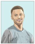  1boy :d brown_hair golden_state_warriors looking_at_viewer non-web_source real_life short_hair simple_background smile solo stephen_curry 