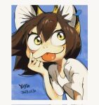 :3 animal_humanoid canid canid_humanoid canine canine_humanoid clothed clothing ear_piercing female fox_humanoid hi_res humanoid mammal mammal_humanoid piercing solo tongue tongue_out xiaoman_(yogin) yogin