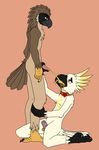  2017 avian beak bird bored brown_eyes chastity chastity_cage collar digital_media_(artwork) domination drinking drinking_urine eagle kneeling leveretry male male/male nude penis philippine_eagle precum stain tagme talons tapering_penis urine watersports yellow_eyes 