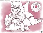 anthro areola big_breasts breasts canid canine claws digital_media_(artwork) drxii duo eyewear feet female female_penetrated fox fur glasses gynomorph hair hi_res horn huge_breasts impregnation intersex intersex/female intersex_penetrating intersex_penetrating_female koopa mammal mario_bros nintendo nipples non-mammal_breasts nude open_mouth ovum penetration reptile scales scalie scar scarlet_heitz secretary_koopa sex simple_background smile sperm_cell tail