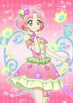  aikatsu! bare_shoulders blush dress green_eyes kitaouji_sakura pink_hair short_hair smile 