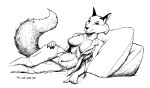 1991 alpha_channel anthro ashtoreth big_breasts black_and_white breasts canid canine clothed clothing digital_media_(artwork) english_text female fox fur greyscale looking_at_viewer mammal monochrome solo tail text