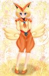  1girl aoi_kanan blonde_hair blue_eyes blush personification pokemon short_hair smile solo victini 