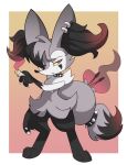 anthro black_body black_fur black_legs black_paws braixen cheek_markings chest_tuft choker cigarette collar colored_sclera drugs drumstick_(musical) ear_piercing ear_ring facial_markings fire fur fusion generation_3_pokemon generation_6_pokemon grey_body grey_fur head_markings hi_res highlights_(coloring) hybrid inner_ear_fluff jewelry letterbox looking_at_viewer male marijuana markings mightyena myxen necklace nintendo piercing pokemon pokemon_(species) pokemon_fusion red_eyes ring_piercing solo tabbzart tail_choker tuft white_body white_fur yellow_sclera