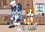 anthro apron australian_cattle_dog batter bingo_heeler blue_body bluey_(series) bluey_heeler bowl burgercat55 cabinets cake_mix canid canine canis cattledog chef_hat clothing container cooking cup cutlery digital_drawing_(artwork) digital_media_(artwork) dirty domestic_dog duo egg female female/female finger_fetish finger_lick finger_play fingers flour fur hat headgear headwear herding_dog kitchen kitchen_utensils licking looking_at_another looking_down mammal measuring_cup open_blinds orange_body pastoral_dog paws pouring shaded simple_background simple_shading sink spilled_liquid spoon sprinkles sugar tail tongue tongue_out tools window