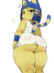  ankha_(animal_crossing) ass black_eyes cat_girl cat_tail dress egyptian from_behind from_below furry furry_female huge_ass non-web_source original tail thick_thighs thighs white_dress 