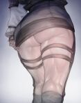  1boy 3chi ass ass_peek bara calf from_below huge_ass lifted_by_self lower_body male_focus muscular muscular_male no_male_underwear original solo thick_thighs thighs 