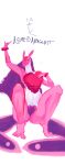 &lt;3 2_tails absurd_res anthro armedantagonist belly bracelet butt chest_tuft crouching eyelashes feet female hair hi_res jewelry looking_at_viewer lovander multi_tail pal_(species) palworld pink_body solo tail toes tuft watermark