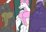 anthro backdraft_(mlp charchoal_(mlp) dragon fizzle_(mlp) friendship_is_magic group hasbro kogo male muscular my_little_pony organs stomach trio