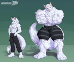 agonwolfe albino anthro bat canid canine canis growth hybrid male mammal muscle_growth muscle_size_difference muscular wolf