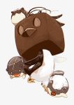  :3 absurdres bird chocolate closed_mouth commentary_request eiscue eiscue_(ice) fangs fangs_out highres midori8_10 no_humans o_o penguin pokemon pokemon_(creature) smile spheal white_background 