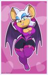 2022 anthro bat boots breasts cleavage clothed clothing eyeshadow female footwear fur green_eyes half-closed_eyes hi_res lipstick looking_at_viewer makeup mammal membrane_(anatomy) membranous_wings narrowed_eyes pose rouge_the_bat sega signature simple_background smile solo sonic_the_hedgehog_(series) tan_body tan_skin thisnameistaken white_body white_fur wings
