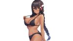  azur_lane bikini black_hair blush braids breasts brown_eyes cleavage dark_skin long_hair south_dakota_(azur_lane) super_nagoyaka swimsuit white 