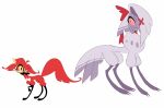absurd_res avian bird canid canine canis dogified domestic_dog duo female feral feralized fur hazbin_hotel hi_res labbit1337 mammal niffty_(hazbin_hotel) red_body red_fur simple_background smile vaggie_(hazbin_hotel) white_background