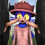  2017 3d_(artwork) 5_fingers age_difference ambiguous_gender animal_humanoid anthro areola balls big_dom_small_sub black_nose blue_hair blue_sky cat_humanoid clothed clothing cloud concerned cub day detailed_background digital_media_(artwork) erection eyebrows fangs feline flat_chested forced fur grass group group_sex hair hand_on_head hat hi_res human human_on_anthro humanoid interspecies invalid_tag male mammal niko_(oneshot) nipples oneshot open_mouth outside penis poaceae scarf sex short_hair size_difference sky small_frame source_filmmaker spaghettistorm standing suit teeth threesome tongue video_games wheat yellow_sclera young 
