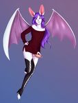  bat bat_wings boots clothed clothing crossdressing footwear girly hair helmed high_heels long_hair male mammal membranous_wings nao(naomi) penis solo sweater thigh_highs tight_clothing toes trap_(disambiguation) wings 